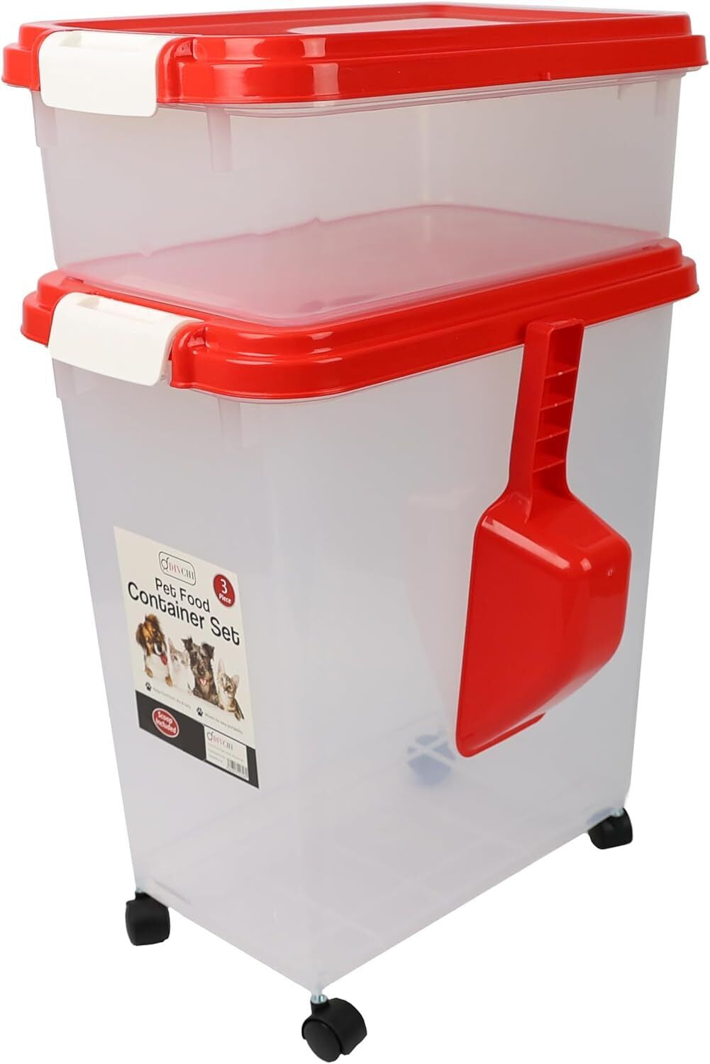 3 Pcs Airtight Pet Food Storage Container with Plastic Measuring Scoop for Pets