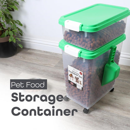 3 Pcs Airtight Pet Food Storage Container with Plastic Measuring Scoop for Pets
