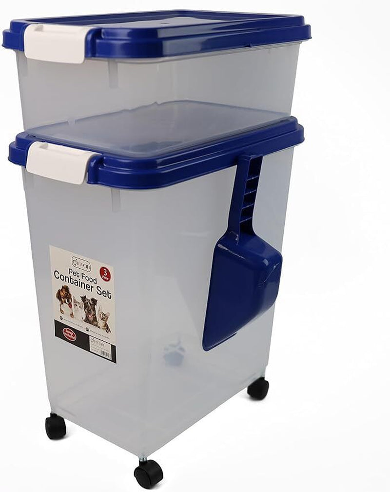 3 Pcs Airtight Pet Food Storage Container with Plastic Measuring Scoop for Pets