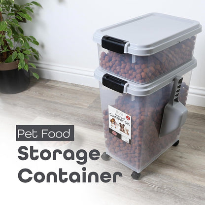 3 Pcs Airtight Pet Food Storage Container with Plastic Measuring Scoop for Pets