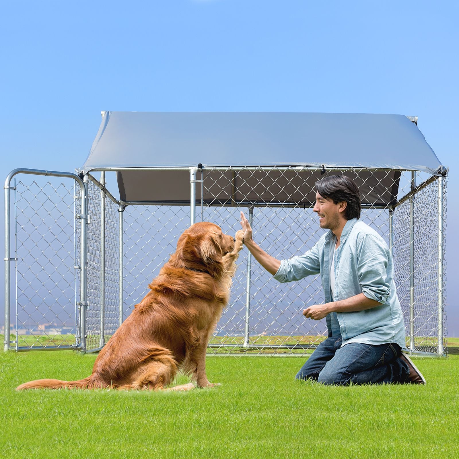 Outdoor Pet Playpen with All Weather Roof and Door
