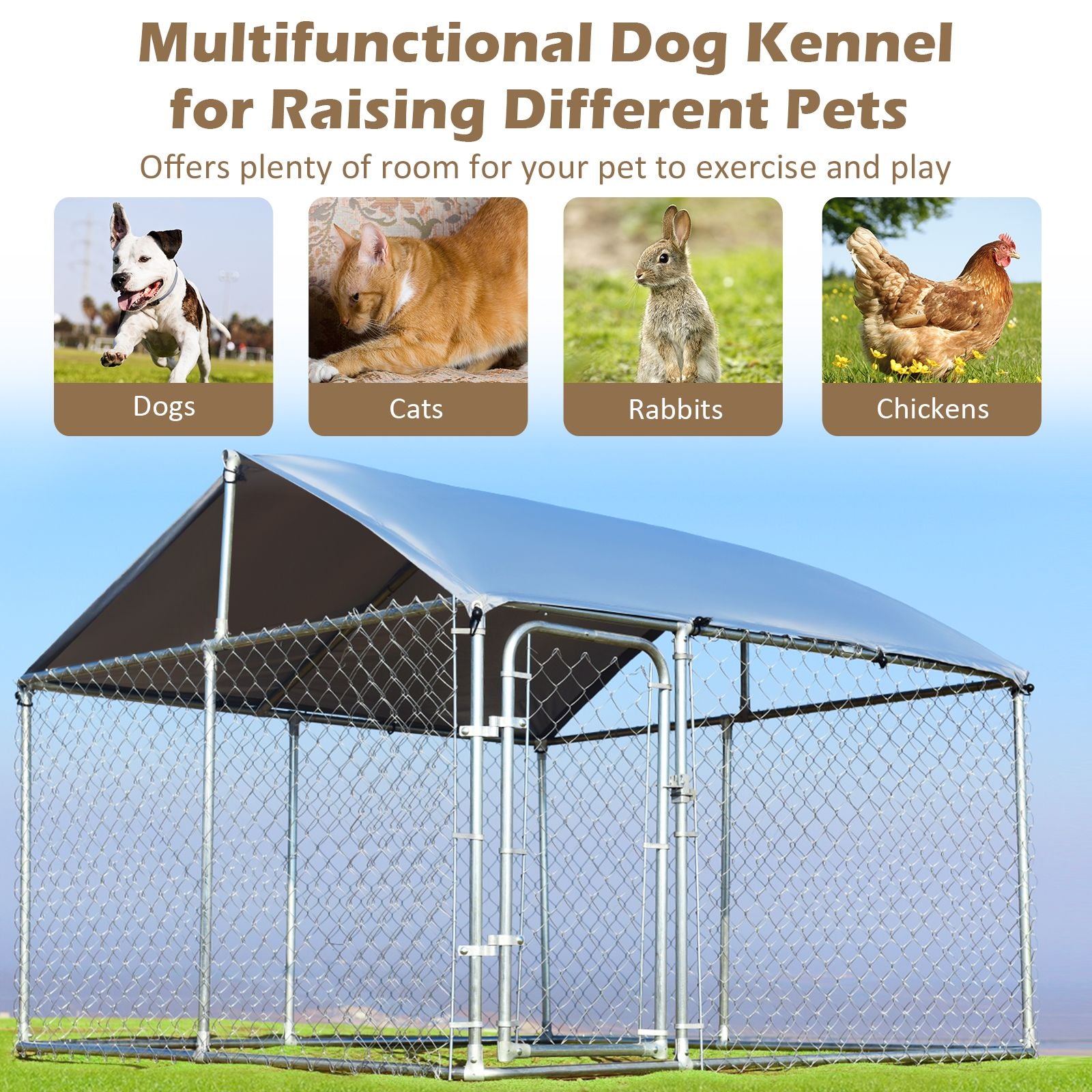 Outdoor Pet Playpen with All Weather Roof and Door