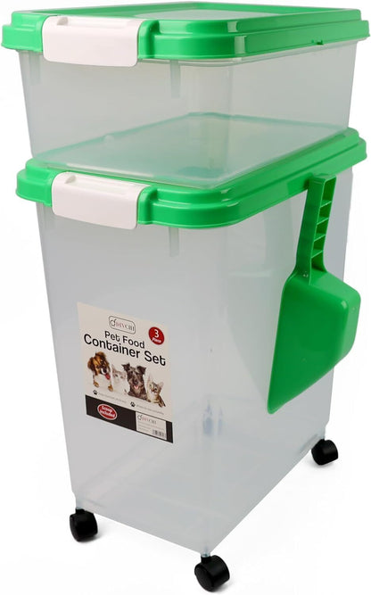 3 Pcs Airtight Pet Food Storage Container with Plastic Measuring Scoop for Pets