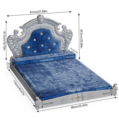 Stunning Large Dog Bed with Headboard Thicken Soft Dutch Velvet Pet Sofa Bed Elevated Frame Pet Lounge Bed for Medium Large Dogs